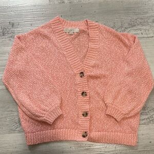 LOFT Coral Button-Up Cardigan